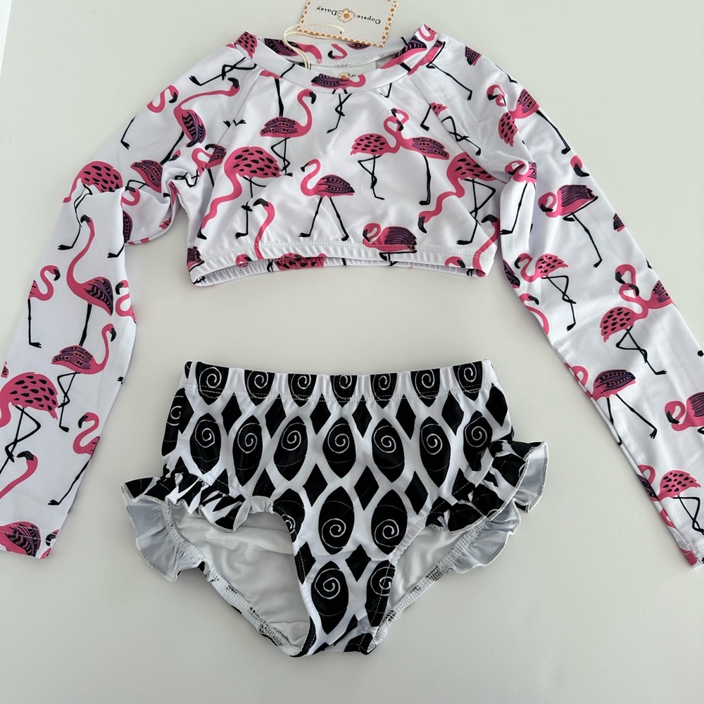 Girls 2 Pc Flamingo Swim Set - Picture 2 of 6